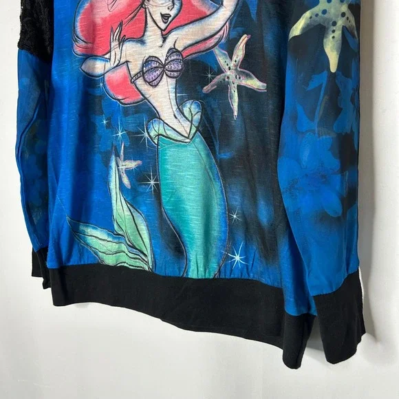 Disney Parks NWT Shirt Size L Ariel The Little Mermaid Long Sleeve Lace Sheer - Picture 3 of 9